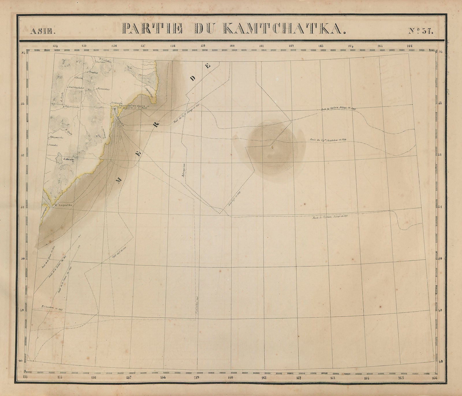 Asie. #37 Kamtchatka south-east coast Russia Petropavlovsk VANDERMAELEN 1827 map